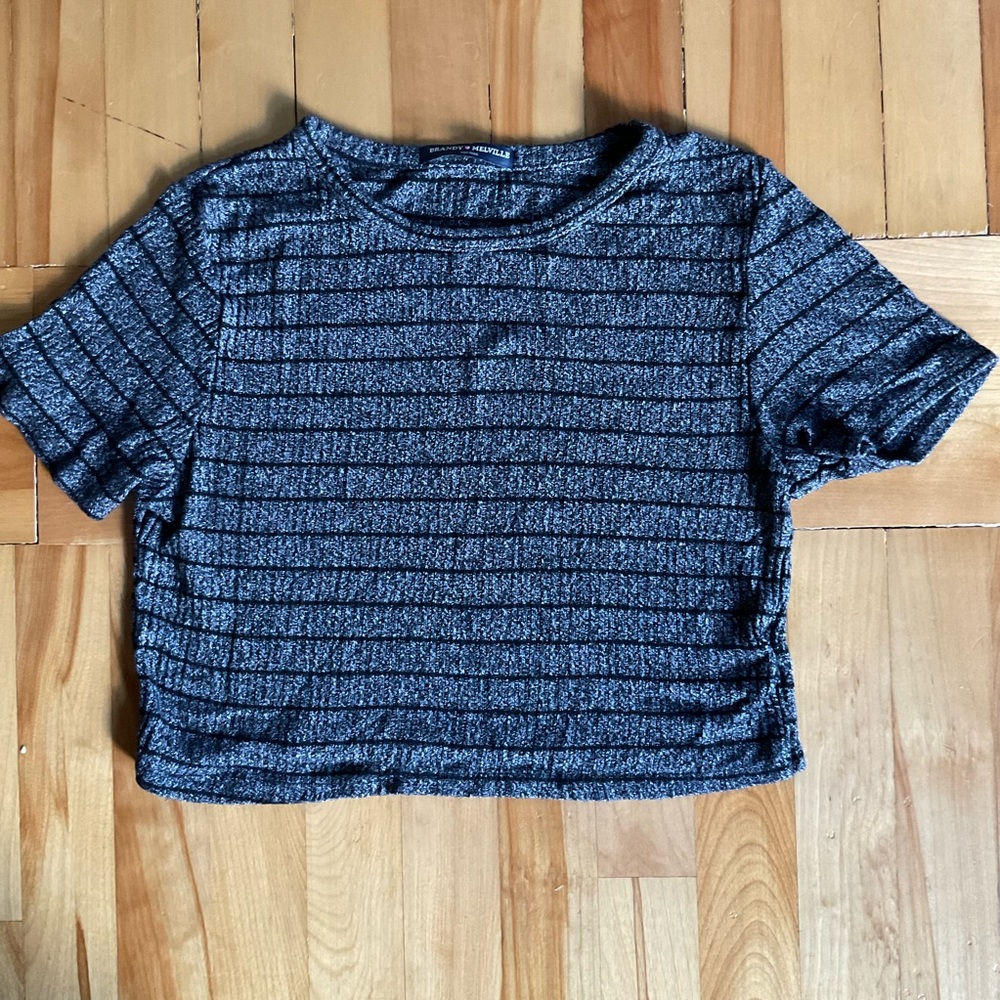 Brandy Melville Soft Knit Stripe Crop Tee
